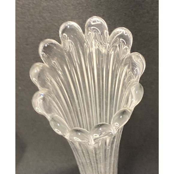 Vintage Clear Art Stretch Ribbed Glass 18" Swung Vase - Mid-Century Modern - Picture 9 of 10